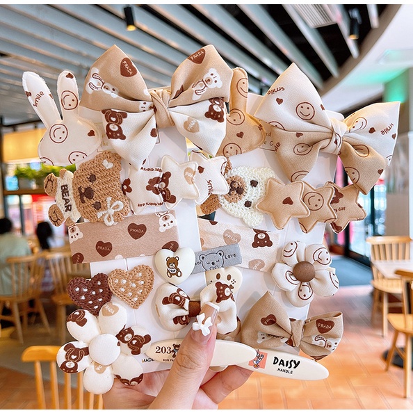 Jepit Rambut Korea Anak Perempuan Model Pita Coklat Aksesoris Rambut lucu style Wanita kualitas import AK150