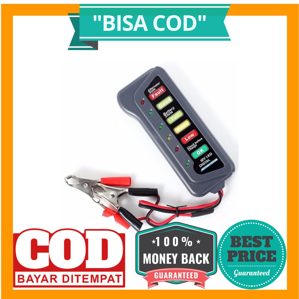 BISA COD Tirol Tester Baterai Digital 12V 6 LED - BJ-803 - Black