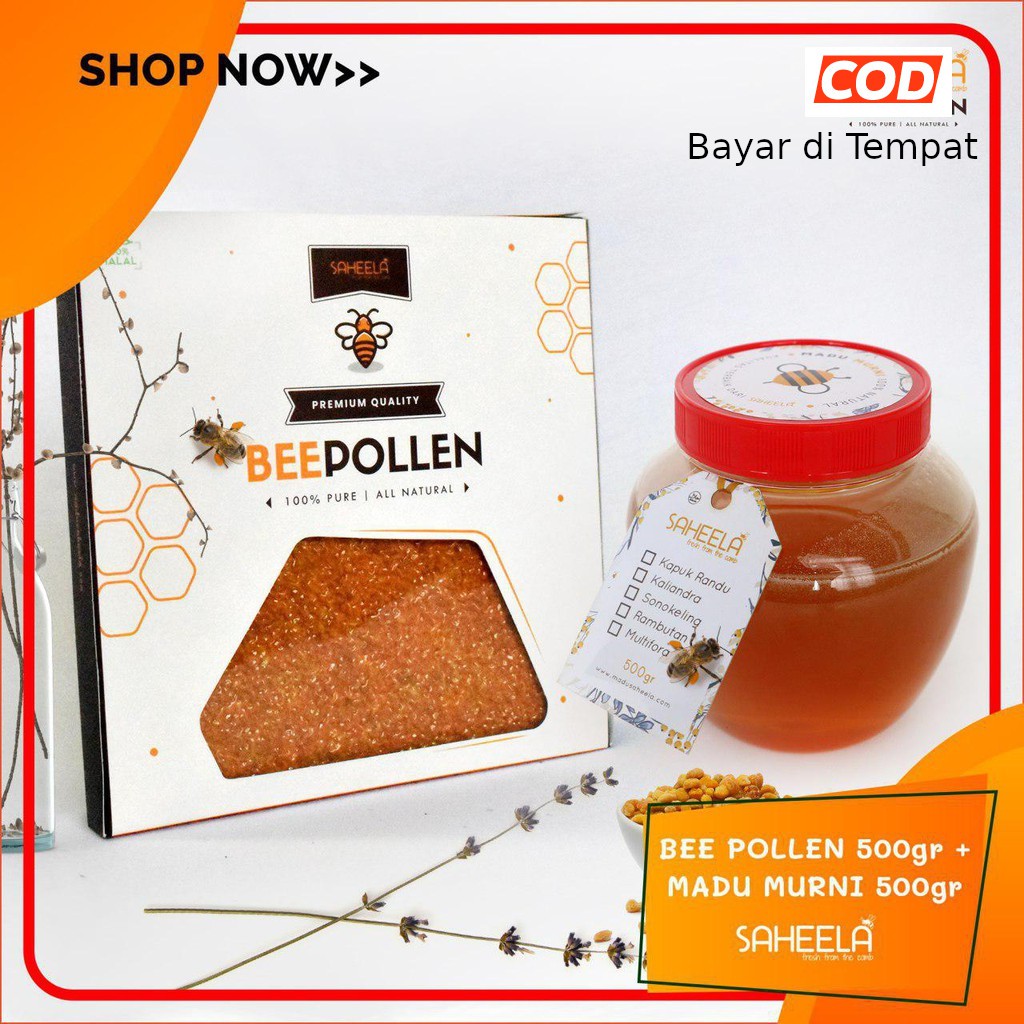 

Paket SEHAT - Bee Pollen Premium 500 gram - Madu Murni Saheela 500 gram
