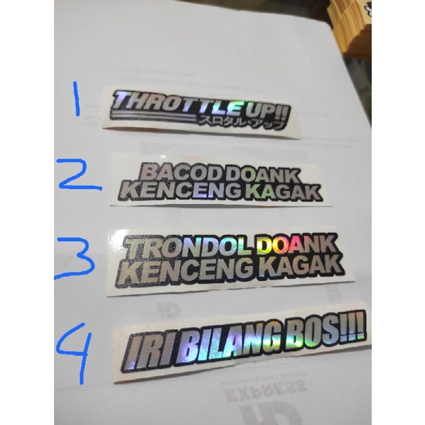 Stiker hologram trondol doank kenceng kagak/throttleup/iribilangbos isi 4