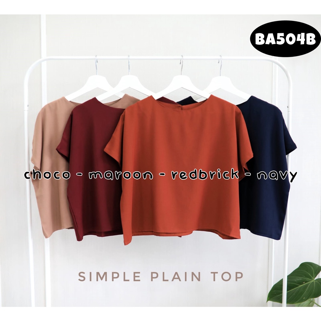 Baju atasan blouse vneck jumbo bigsize polos pergi jalan santai fashion cewek wanita murah -504