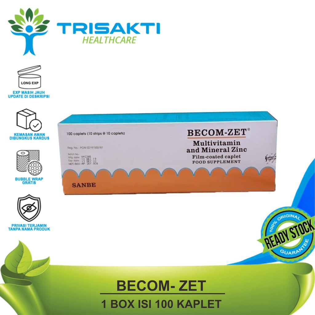 BECOM - ZET 1 BOX 100 KAP  MULTIVITAMIN MINERAL DAN ZINC - FOOD SUPPLEMENT