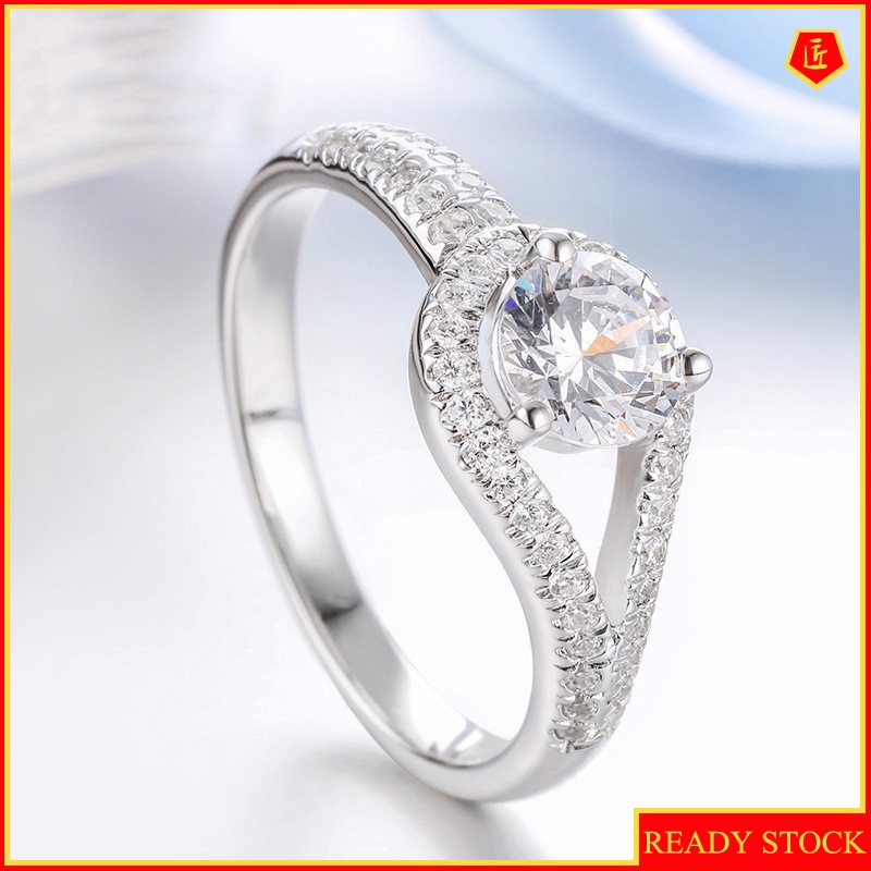 [Ready Stock]Creative Simple Full Diamond Moissanite Open Ring