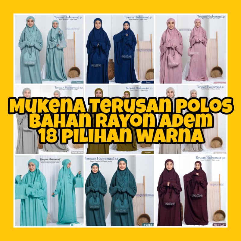 MUKENA TERUSAN WARNA HITAM POLOS BAHAN RAYON PREMIUM HALUS TERBARU UKURAN SUPER JUMBO SERI HADRAMAUT