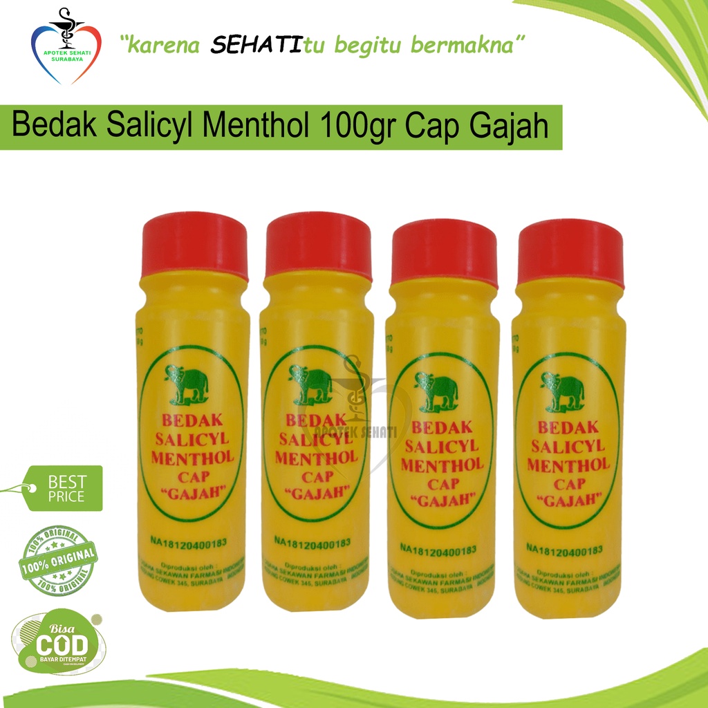 Bedak Gajah Salicyl / Salisil Mentol - Kulit Biang Keringat - Menthol