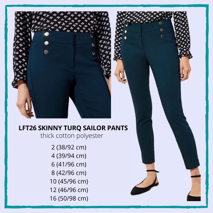Celana Panjang Wanita Murah Loft 26 Skinny Sailor Pants Turq