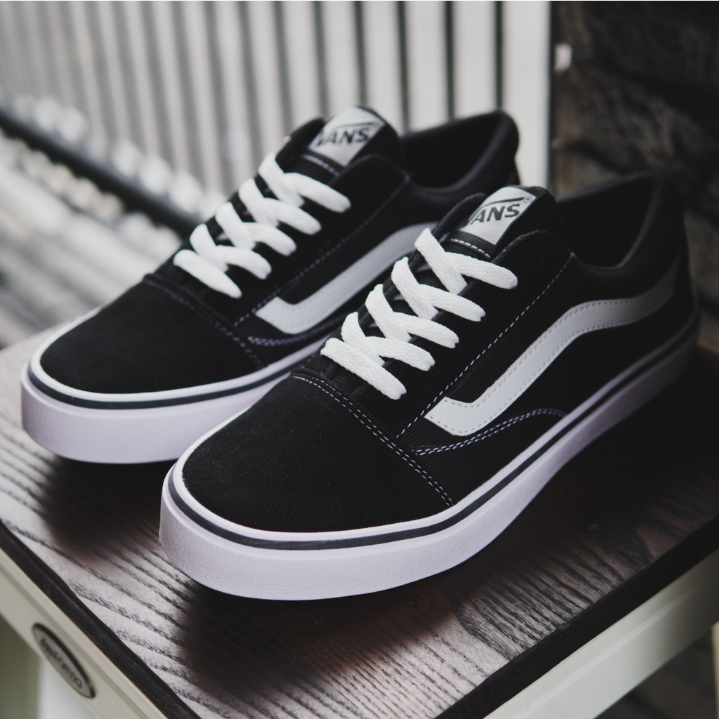 [ COD ] sepatu vans garis termurah casual bisa cod bayar di tempat sepatu pria sneaker old scool sekolah hitam putih sepatu sneakers pria wanita