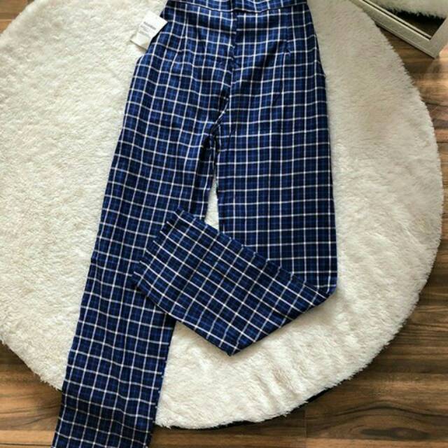 Pull and Bear Tartan Pants - Celana Panjang Motif