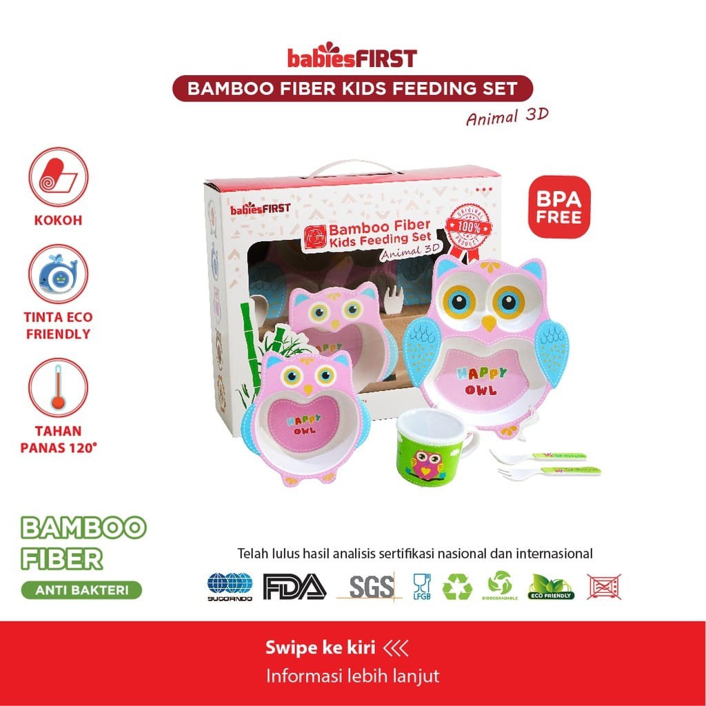 BabiesFirst Bamboo Feeding Set Animal 3D / Feeding Set Baby / Peralatan Makan Bayi Set Lucu