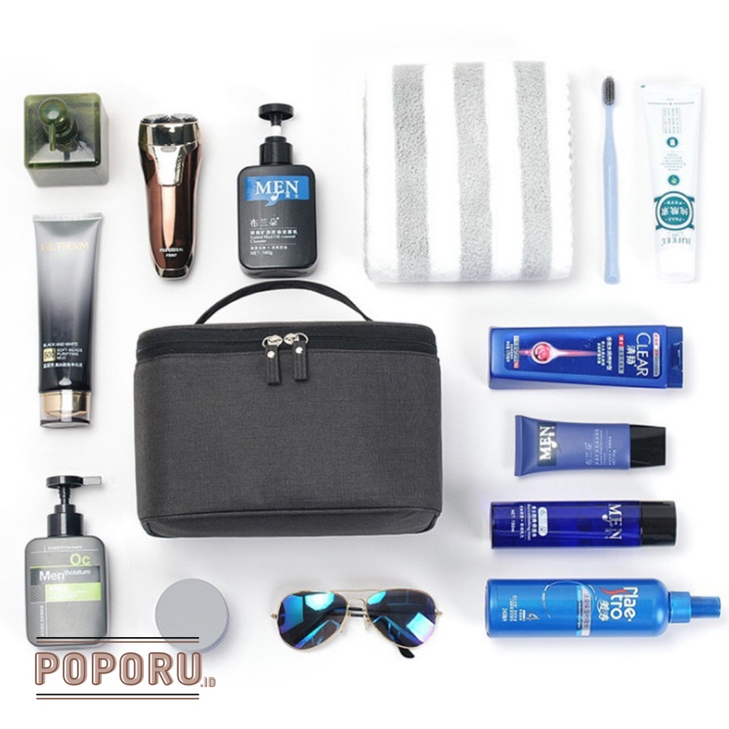 POPORU CLASSY POUCH-TEMPAT ALAT MANDI KOSMETIK MAKE UP-PRIA WANITA TRAVEL