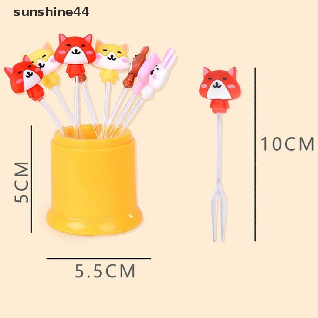 Sunshine 8pcs Garpu Buah / Dessert / Kue / Snack Bentuk Kartun Princess Untuk Anak