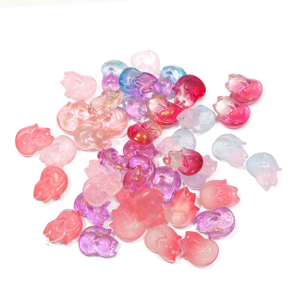 10 pcs Fashion Lucu Mini Fox Kristal Kaca Pesona Liontin Berwarna DIY Anting-Anting Kalung Gelang Perhiasan Membuat Aksesoris