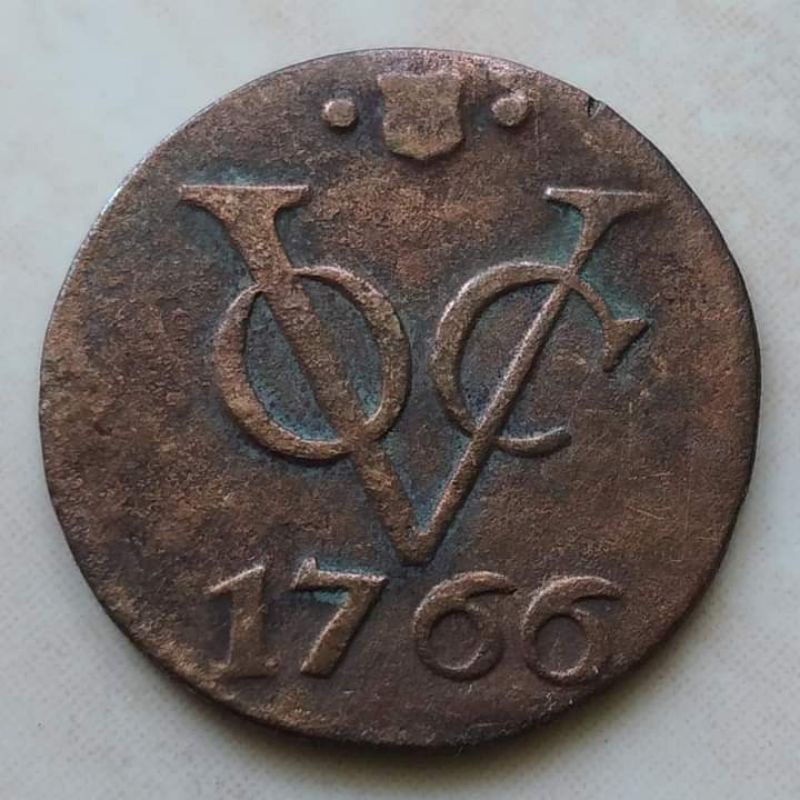 Kòin Kùno 1 Doit VOC 1766 Utrecht - Cukup Bagus