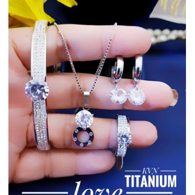 Titanium Set perhiasan silver terlaris L366