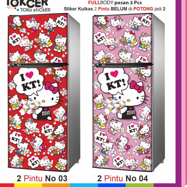 ➦ Sticker Kulkas 2 PINTU HELLO KITTY - No 1 ⅍
