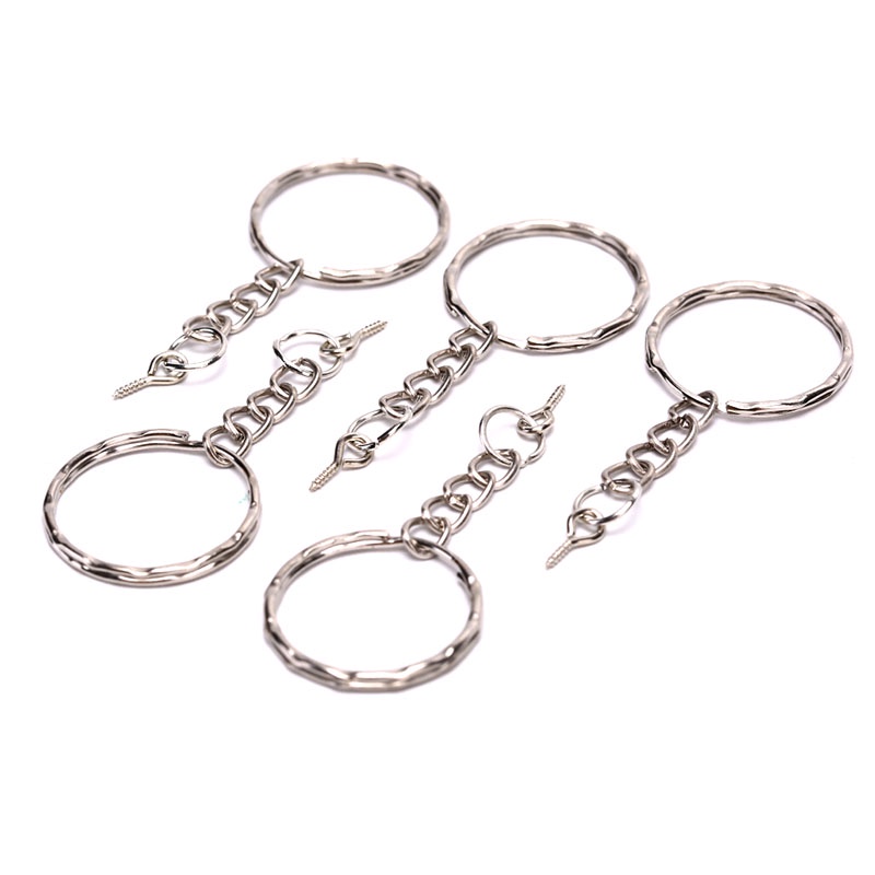 [happy]40Pcs Polished Key ring Screw Eye Short Chain Split Ring Connector DIY Jewelry