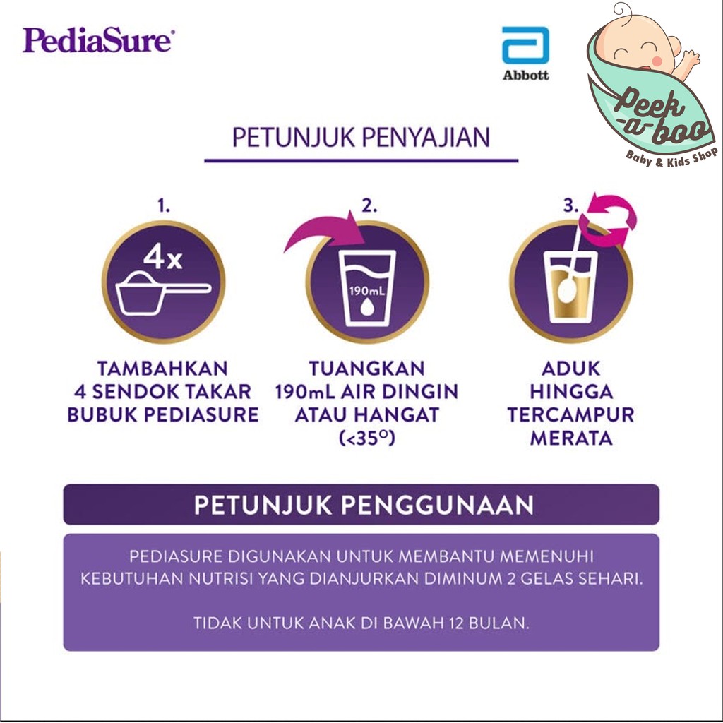 PEDIASURE TRIPLESURE VANILA MADU COKELAT 400gr SUSU FORMULA PERTUMBUHAN ANAK