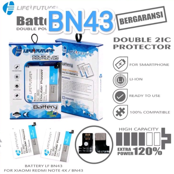 BATRE BATTRE XIAOMI REDMI NOTE4X BN43 NOTE 4X BN 43 ORIGINAL DOUBLE POWER LIFE FUTURE