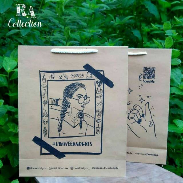 

Paper Bag Kraft Cokelat Uk. 22cm x 7cm x 27cm Plus Sablon Custom