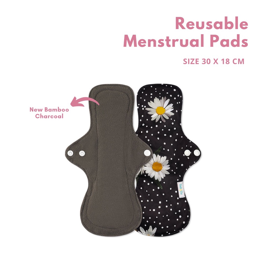 MENSTRUAL PAD BAMBOO CHARCOAL BABYCLO SIZE 30 x 18 CM PEMBALUT KAIN MENSPAD