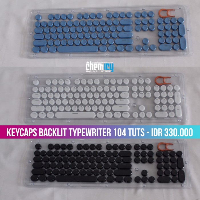 Keycaps Backlit Typewriter 104 Tuts - Blue