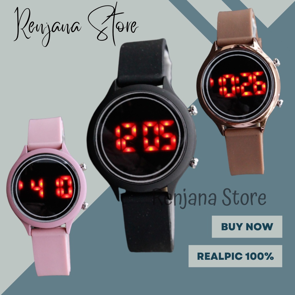 Jam Tangan Unisex Pria Wanita LED Digital Convex Bulat Rubber Strap Terbaru Realpic