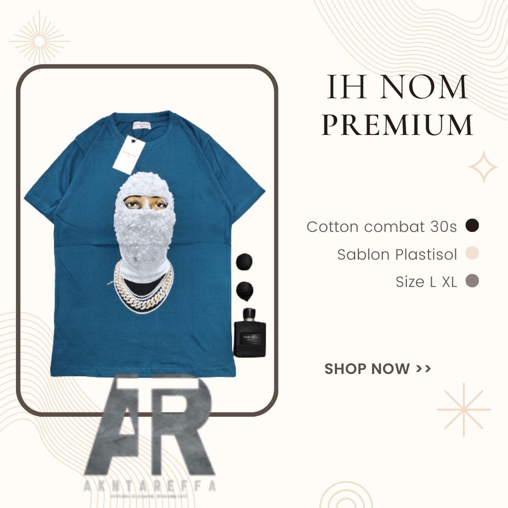 Baju Kaos Pria Branded Ih Nom Uh Nit Mask Off T-Shirt Fashion Casual Man Pakaian Distro Terbaru Kual