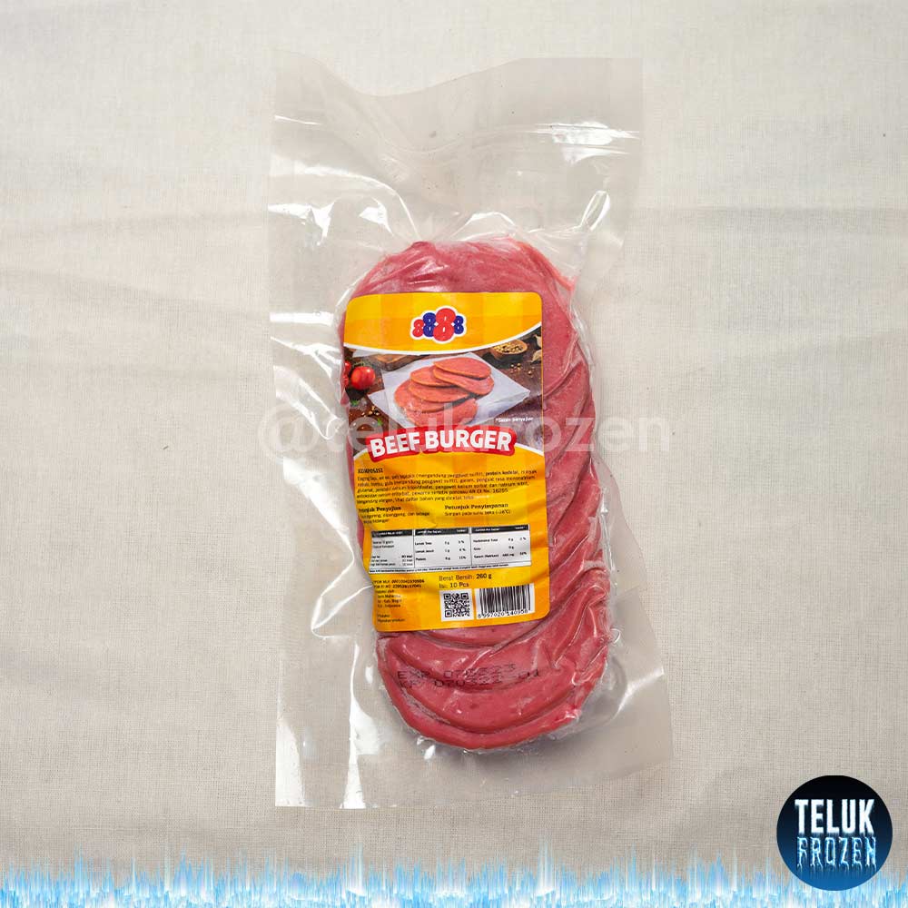 

Beef burger 88 / 888 isi 10 pcs slice / 8888 daging sapi isian ham