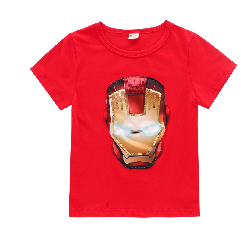 Superhero Boy Shirts LED Cotton Top Shirts T-shirt Setelan Kaos Anak Spiderman Aneka Motif