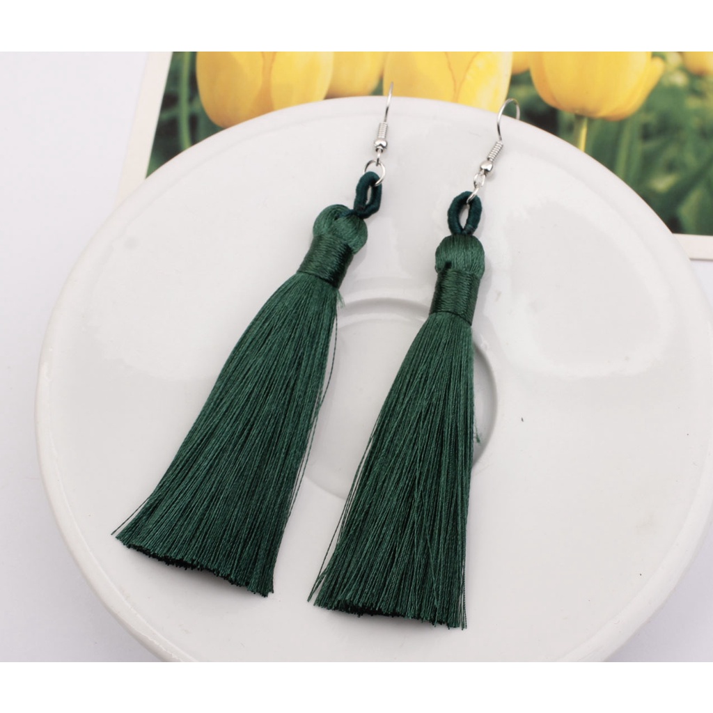 Panjang fringe anting bohemian warna-warni rumbai anting-anting Eropa dan Amerika berlebihan merek t