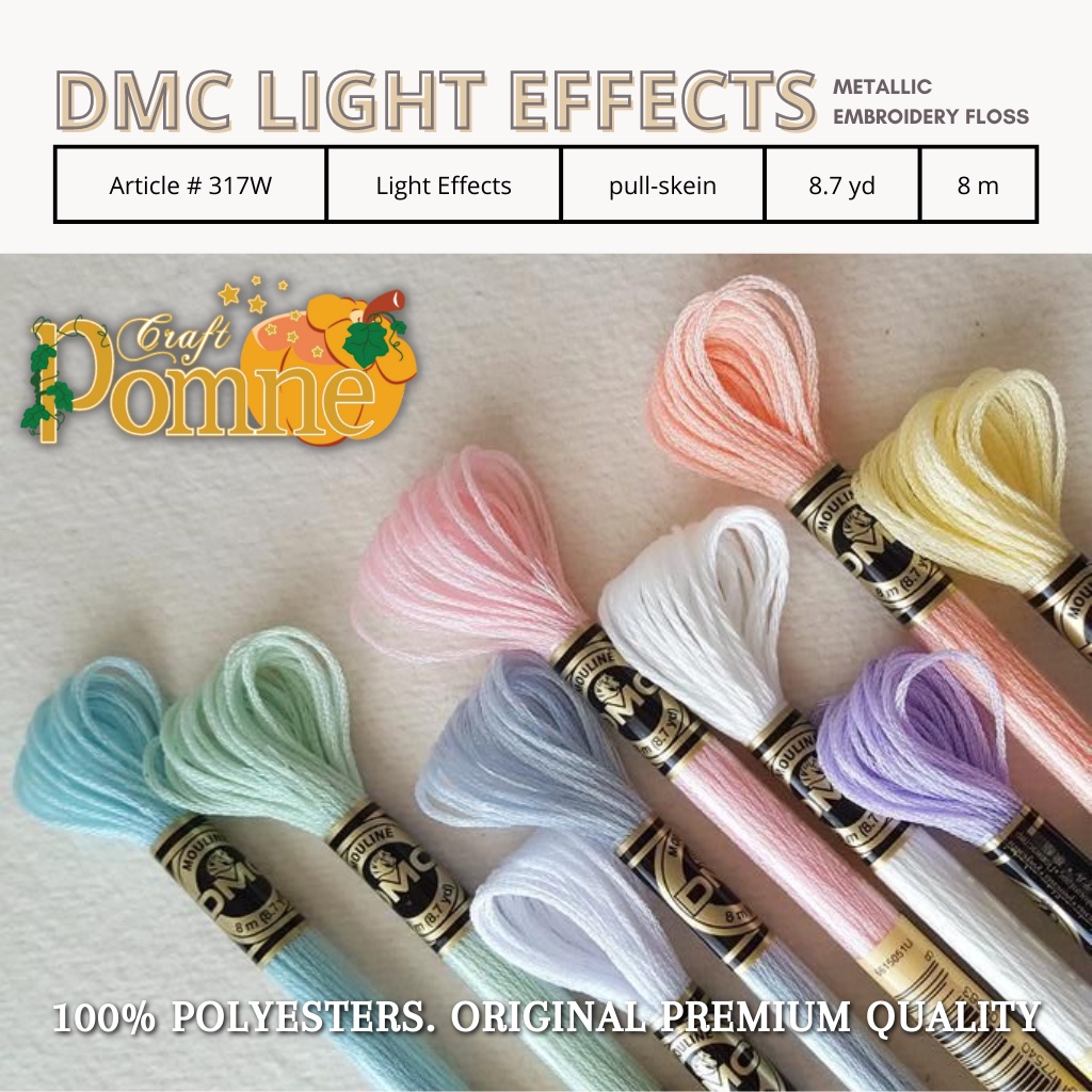 DMC EMBROIDERY FLOSS ART 317W JEWEL LIGHT EFFECTS GLITTER METALLIC | Benang Sulam Katun DMC Metalik - Jewel Effects