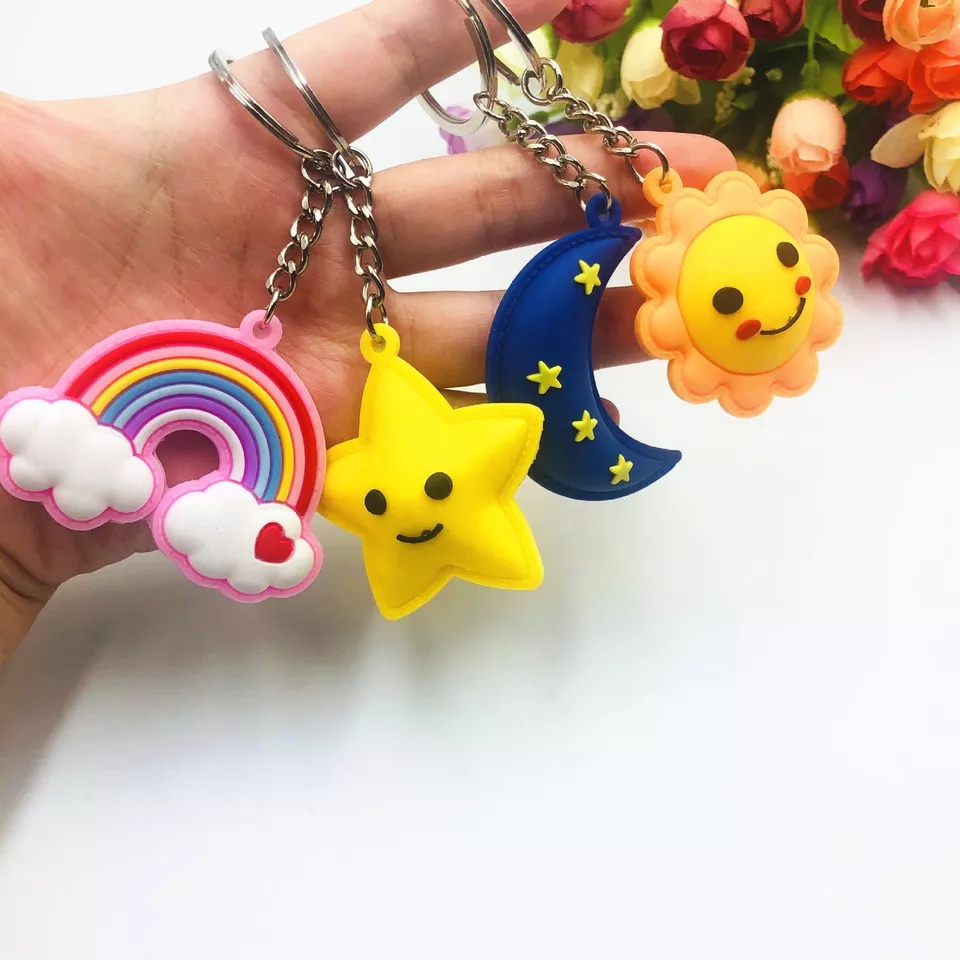 GANTUNGAN KUNCI BULAN BINTANG // Ganci Karakter Bulan Bintang Bunga Pelangi Rainbow Lucu | Gantungan tas | Bag Charm | Souvenir Murah | Keychain | COD