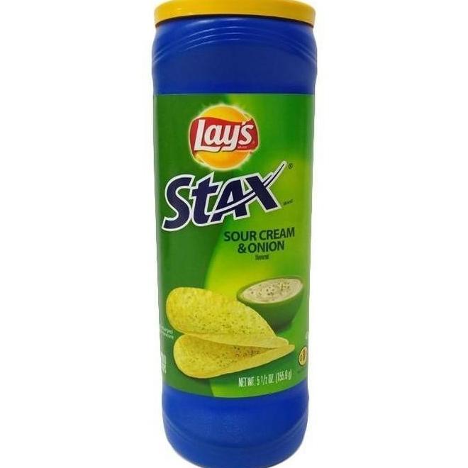 

monggo] Lay's stax sour cream and onion 156gr import USA ORIGINAL