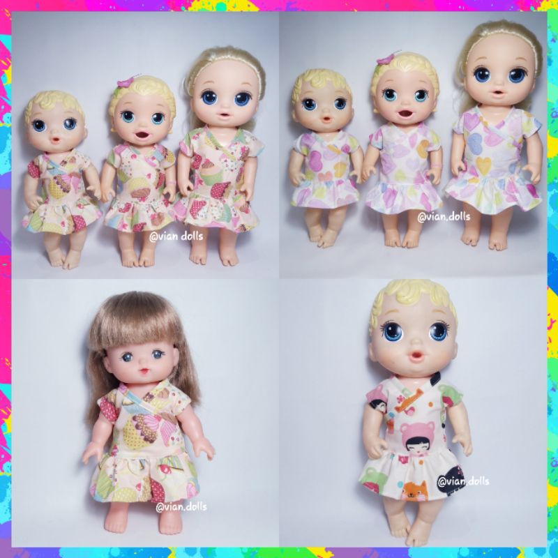 Dress kimono motif Baju boneka Baby Alive mellchan