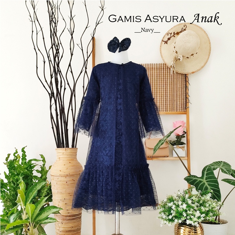 Gamis Asyura Navy | Baju Unik | Gamis lebaran murah | Gamis lebaran keluarga | Gamis couple family | Gamis toyobo | Gamis anak dan dewasa terbaru | seragam lebaran keluarga