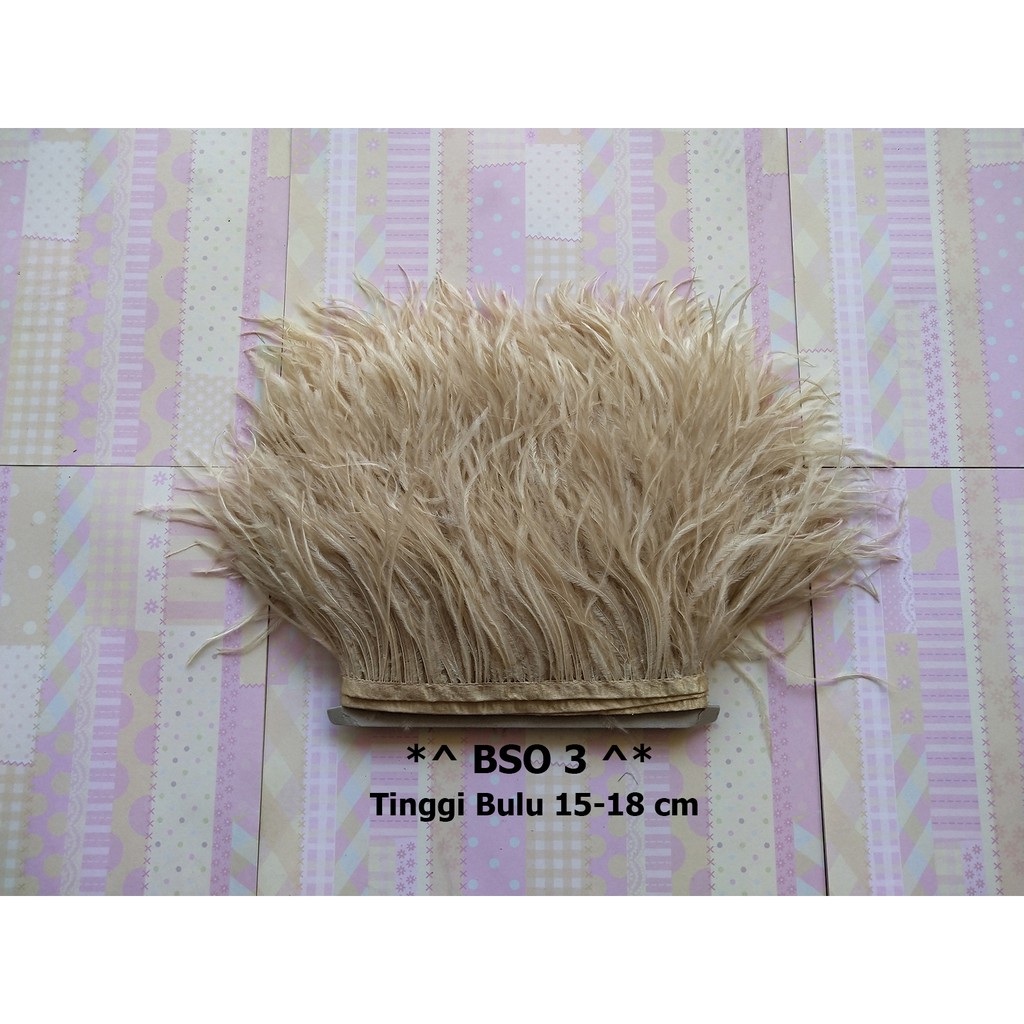 [1 METER] BULU OSTRICH TINGGI 15-18CM, RENDA BULU SINGLE OSTRICH BSO 3