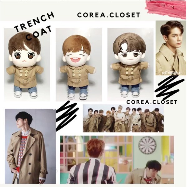 TRENCH COAT FOR 20CM KPOP DOLL BONEKA EXO WANNA ONE BTS GOT7 SF9 X1 SEVENTEEN SUJU IKON NCT  SUPERM