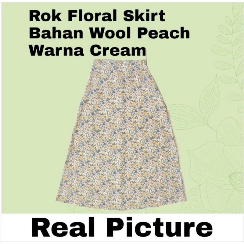 Rok Wanita Span Panjang Korea Style Floral Skirt A Line Motif Bunga Model Kekinian Good Quality Premium