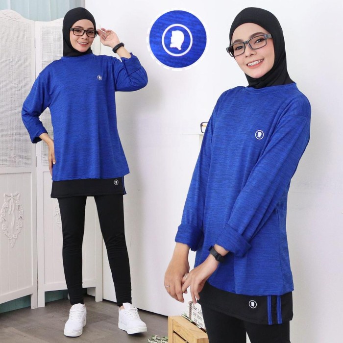 PAKAIAN-0R- SETELAN OLAHRAGA WANITA 3 PCS SPORT SET (HIJAB, ATASAN, LEGGING ROK) WANITA.