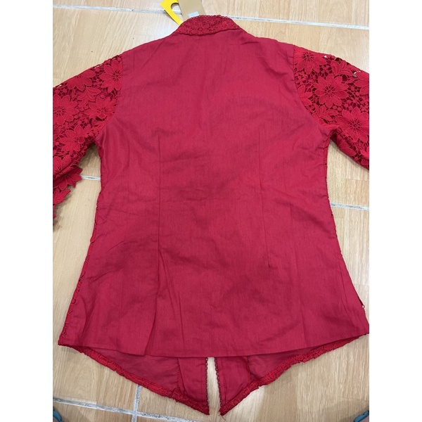 1243 Kebaya alexuez full brukat tebal  merah bros/kebaya premium brukat