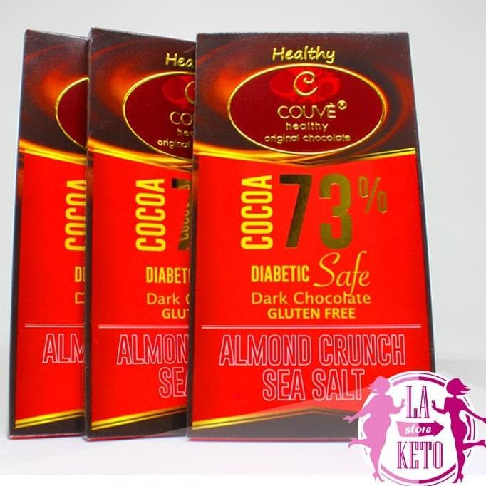 

PROMO Dark Coklat Couve 73% Almond Crunch Sea Salt@85gram/keto/diabetic safe MURAH