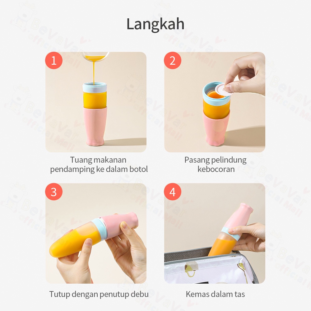 BEVAVAR Botol Dot Silikon Sendok Makan Bayi Lembut Sendok Botol Mpasi Silikon 110Ml