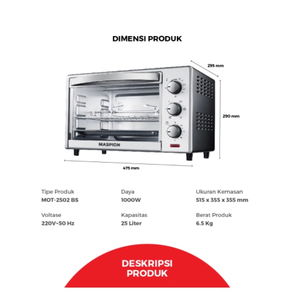 MASPION OVEN TOASTER MOT-2502 BS (25 L)