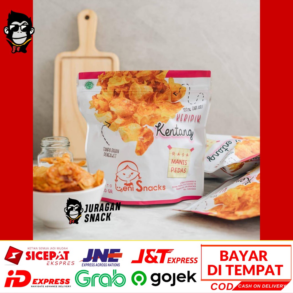 

KERIPIK KENTANG ENI SNACKS Makanan Ringan Camilan Jajanan Keripik Krupuk Kentang Manis Asin Pedas