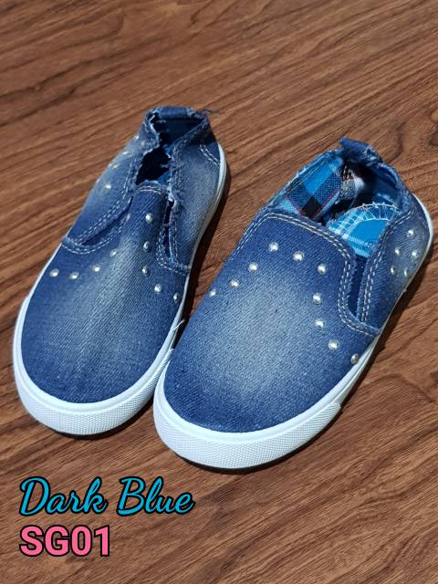 SG01 sepatu anak perempuan casual jeans no box foto asli