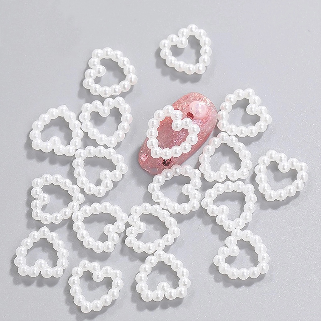 10pcs / Set Charms / Charms / Berlian Imitasi Bentuk Hati Hollow Untuk Dekorasi Nail Art 3D DIY