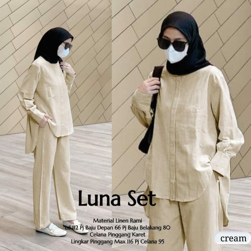 Luna Set Wanita Linen Premiun