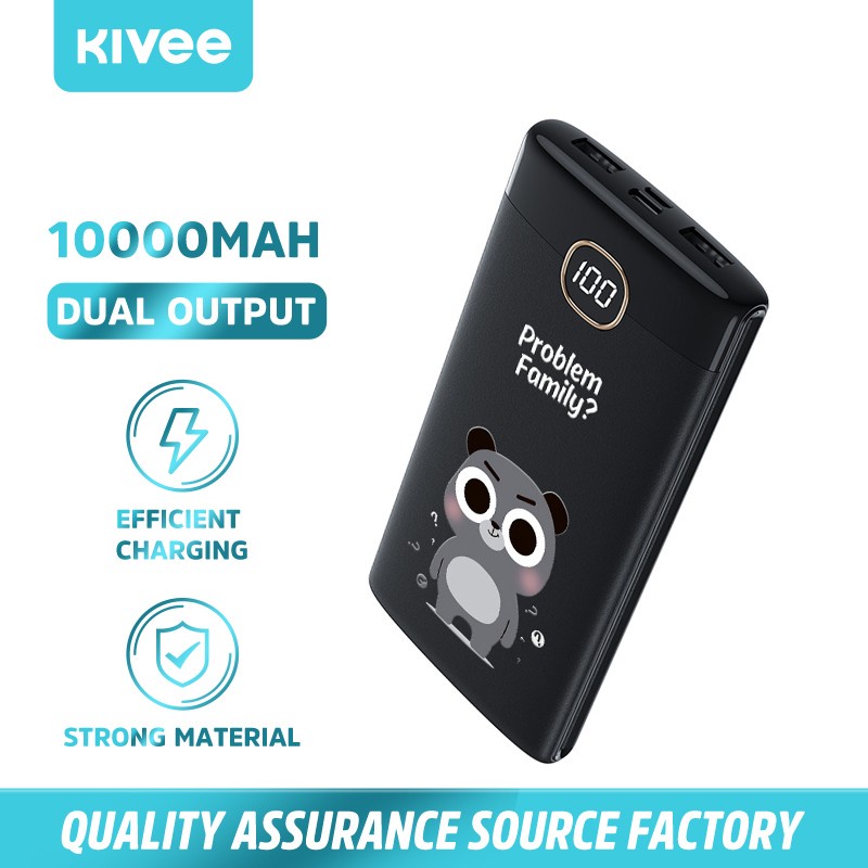 PROMO - Kivee power bank 10000mah Original DUAL USB TYPE-C - power bank pas charger karakter lucu - power bank 10000mah 2.1A dual USB LED digital display - PowerBank 18W 10000Mah dual USB portable QC3.0+PD fast charging - power bank type c past charging