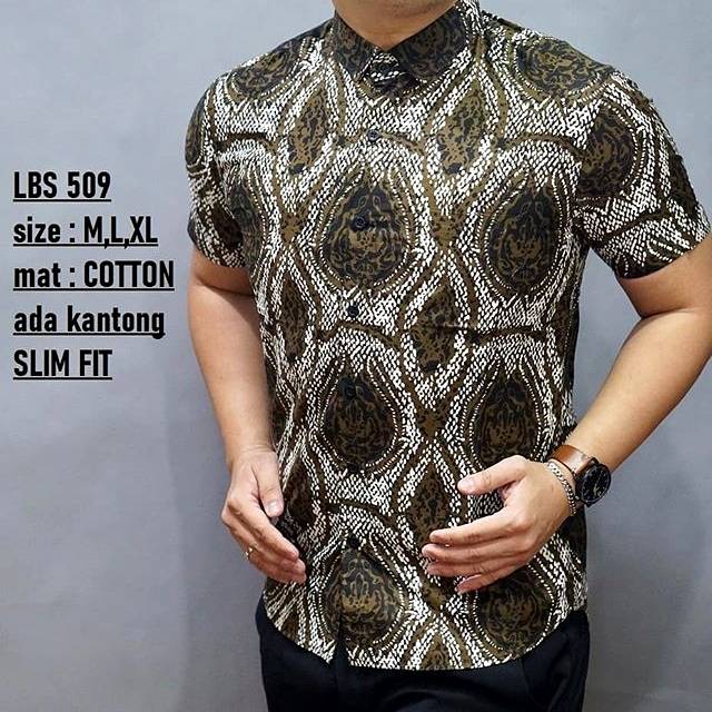 BAJU BATIK PRIA SLIM FIT MODERN DAN KEMEJA SLIMFIT MEWAH LENGAN PENDEK MIX CLOTHING LBS 509