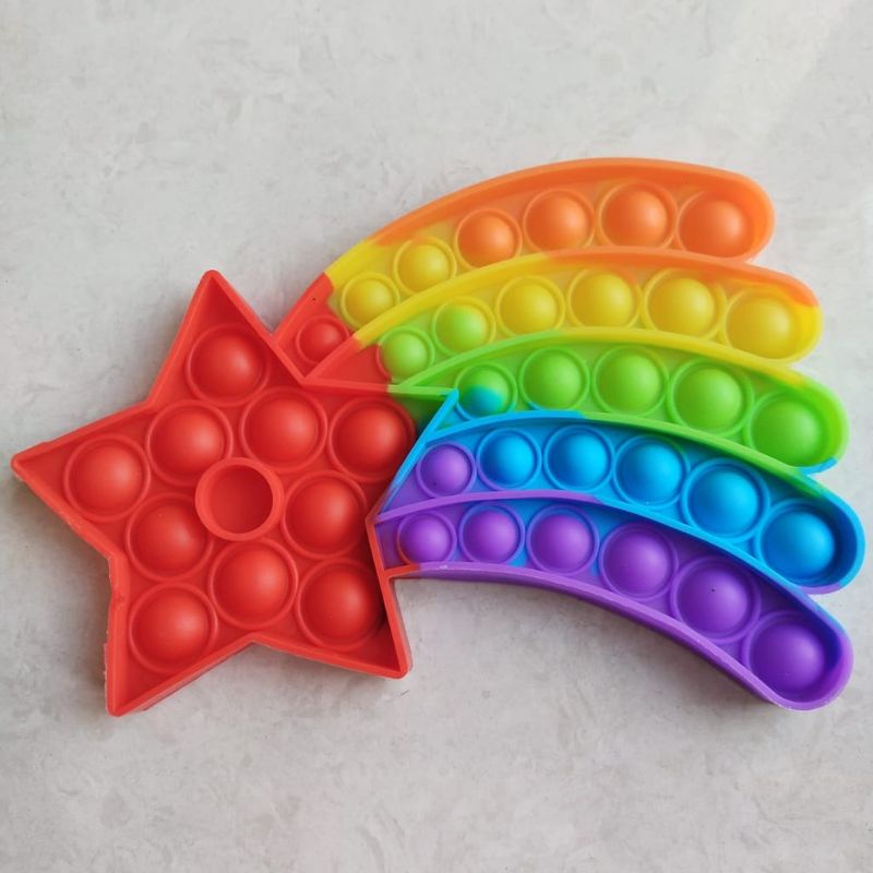 Mainan pop it murah Popit Pop its rainbow multicolor Fidget Toy ⭐ Toko11 ⭐-Bintang